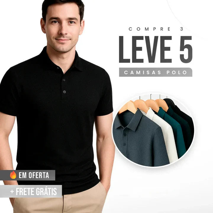 Kit Camisas Polo Algodão Premium Elegant [COMPRE 3 LEVE 5]