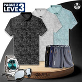 [Pague 2, Leve 3] Kit de Camisas Polo Vex Texturizada de Seda Gelo + BRINDES