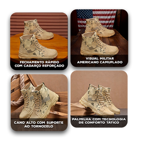 Bota Coturno AmericanPatriot™ com Estampa Militar e Solado Antiderrapante