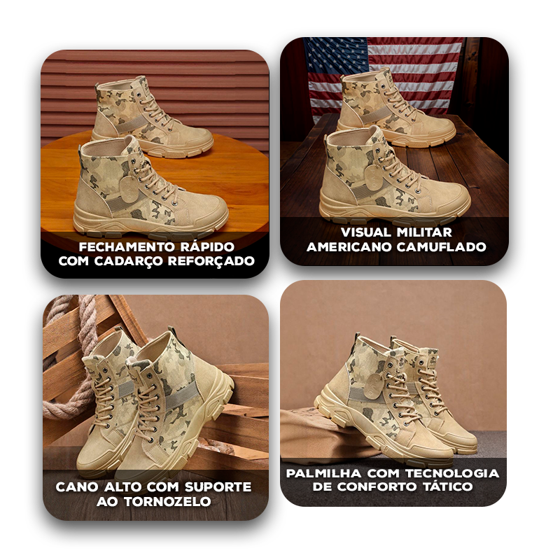 Bota Coturno AmericanPatriot™ com Estampa Militar e Solado Antiderrapante